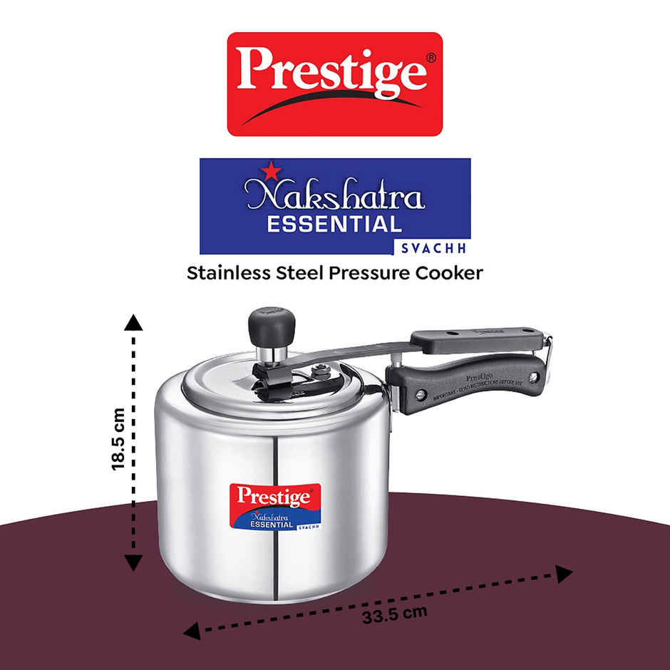 Prestige Nakshatra Essential Svachh Stainless Steel Pressure Cooker 3.0 L
