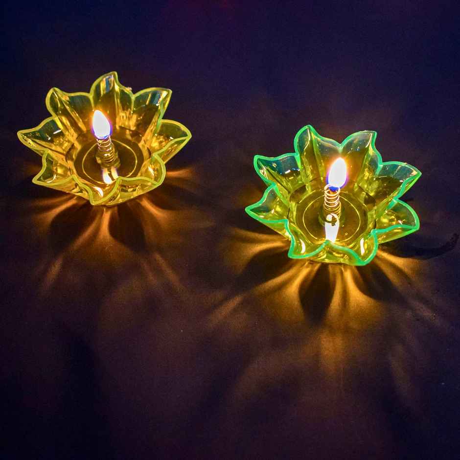 Reflective Floating Diya | Plastic Diya | Pack Of 12 | Satvik