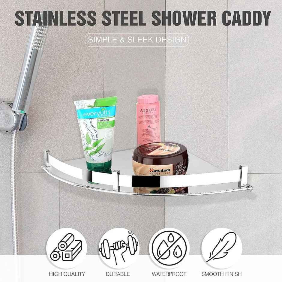 Gloxy Stainless Steel Wall Mount Shower Caddy Organizer Rack for Bathroom SS304