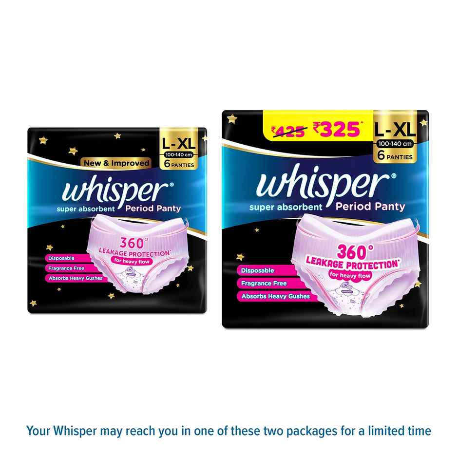 Whisper Super Absorbent Period Panties | L-XL Combo