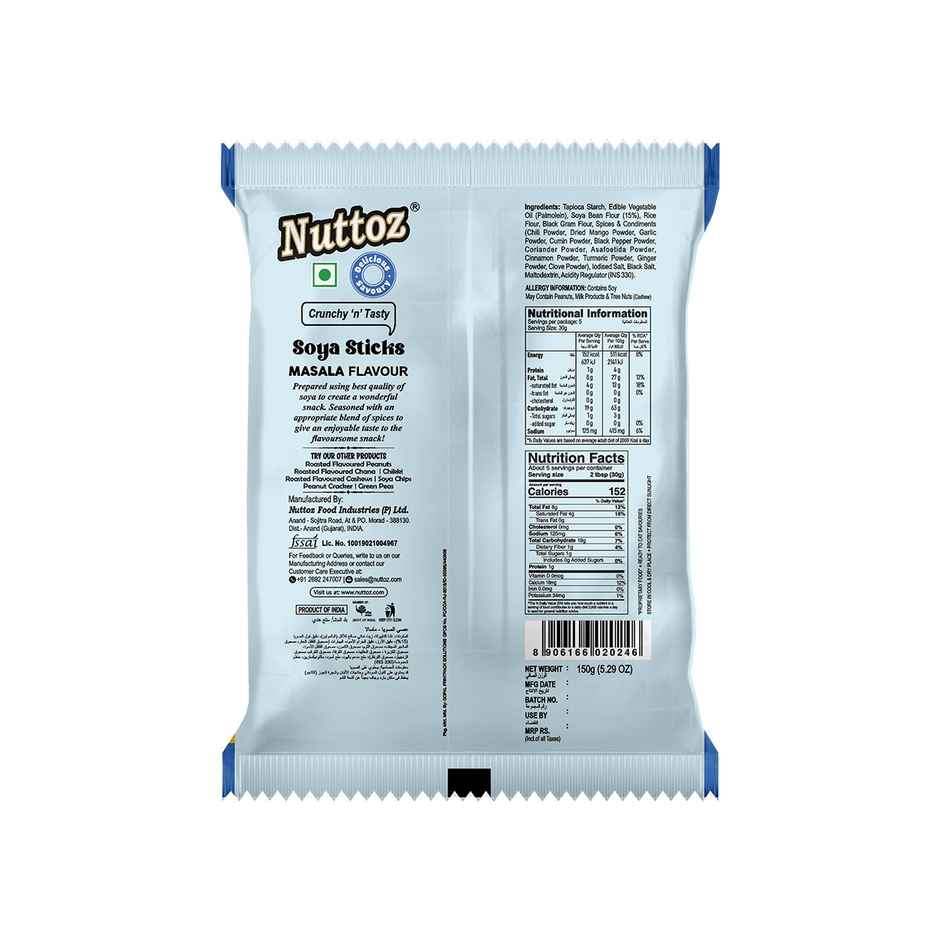 Nuttoz Soya Sticks Masala | Crunchy Protein Snack