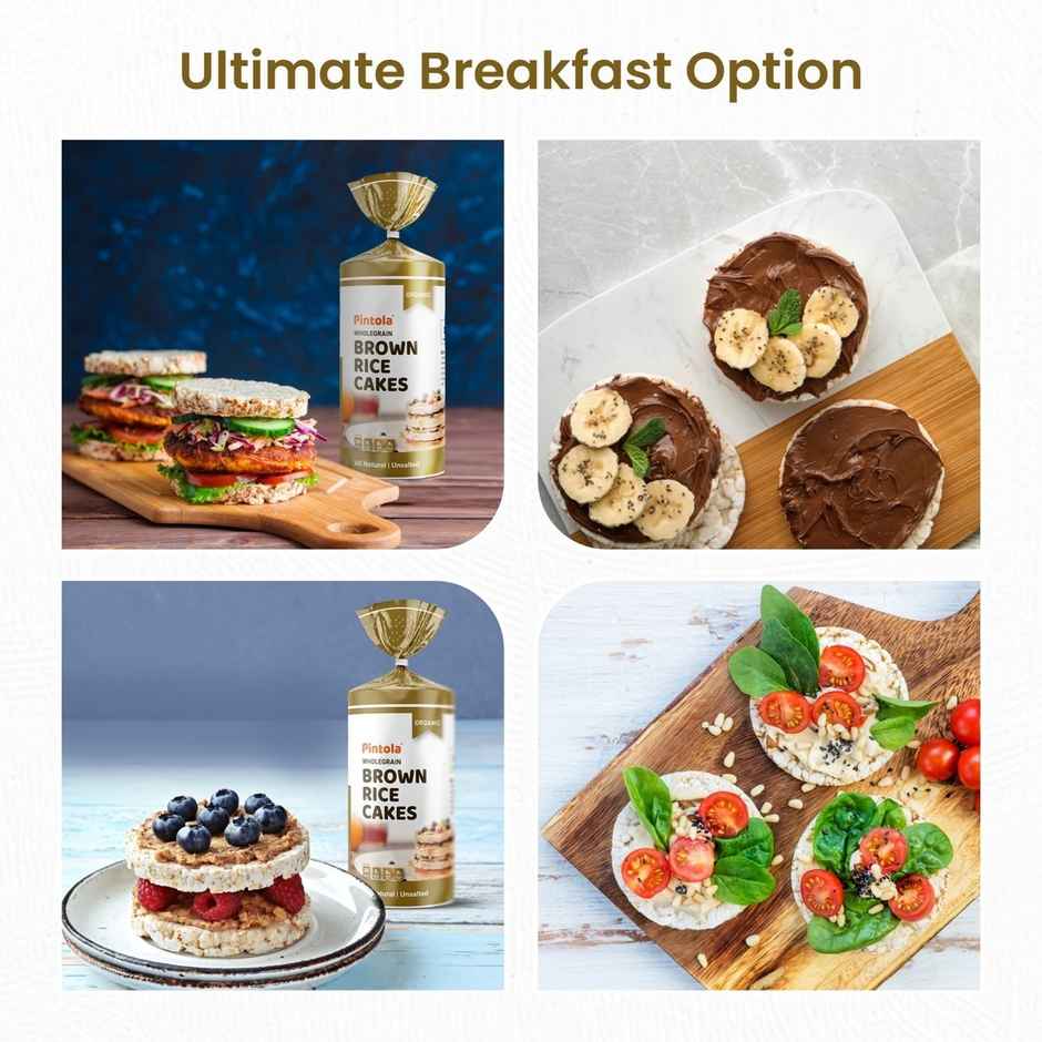 Pintola Organic Wholegrain Brown Rice Cakes Unsalted | Snack Essential