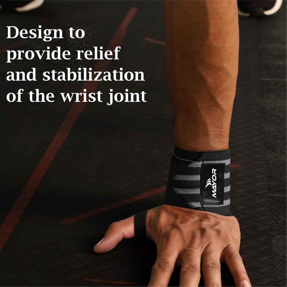 Mayor Secure Cotton Wrist Supporter for Gym Men and Women Wrist Support | Grey | Free Size