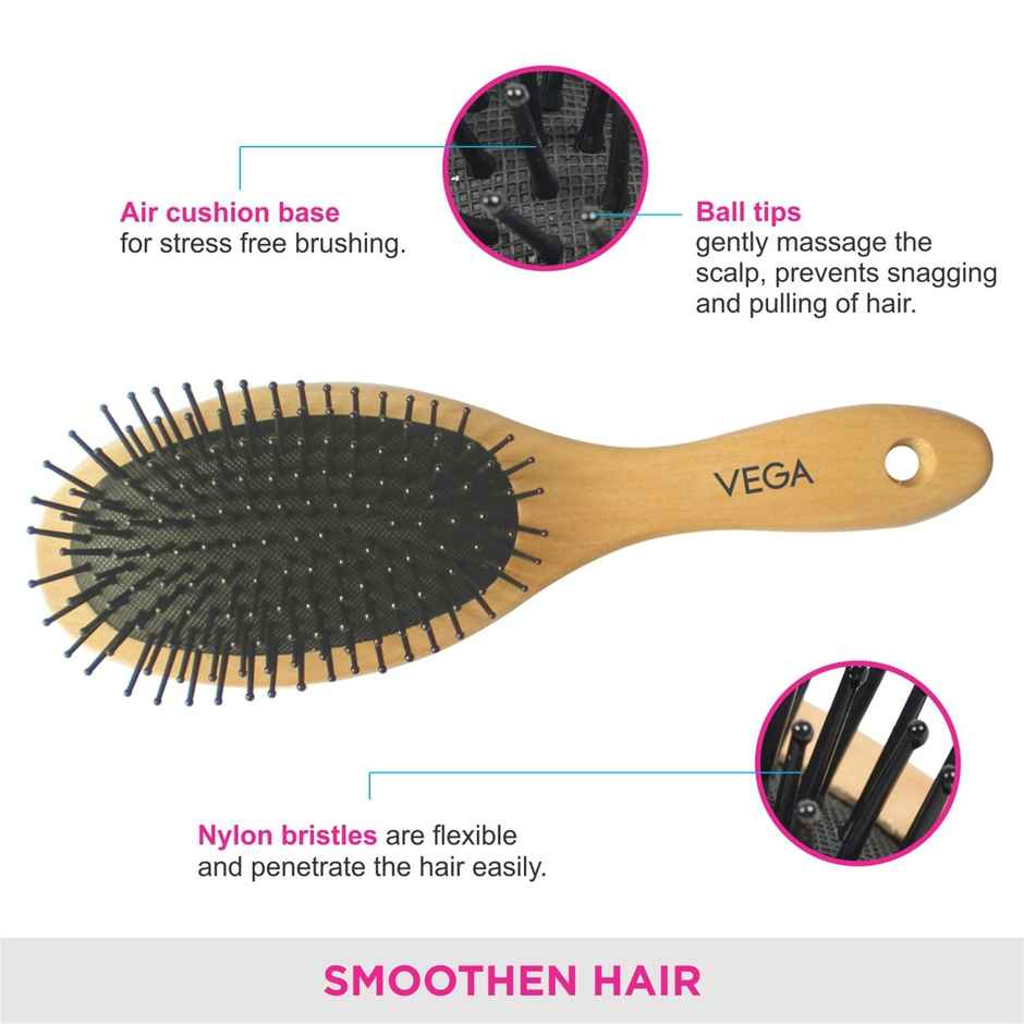 VEGA Wooden Bamboo Cushion Brush For Men And Women | E2-Cbb