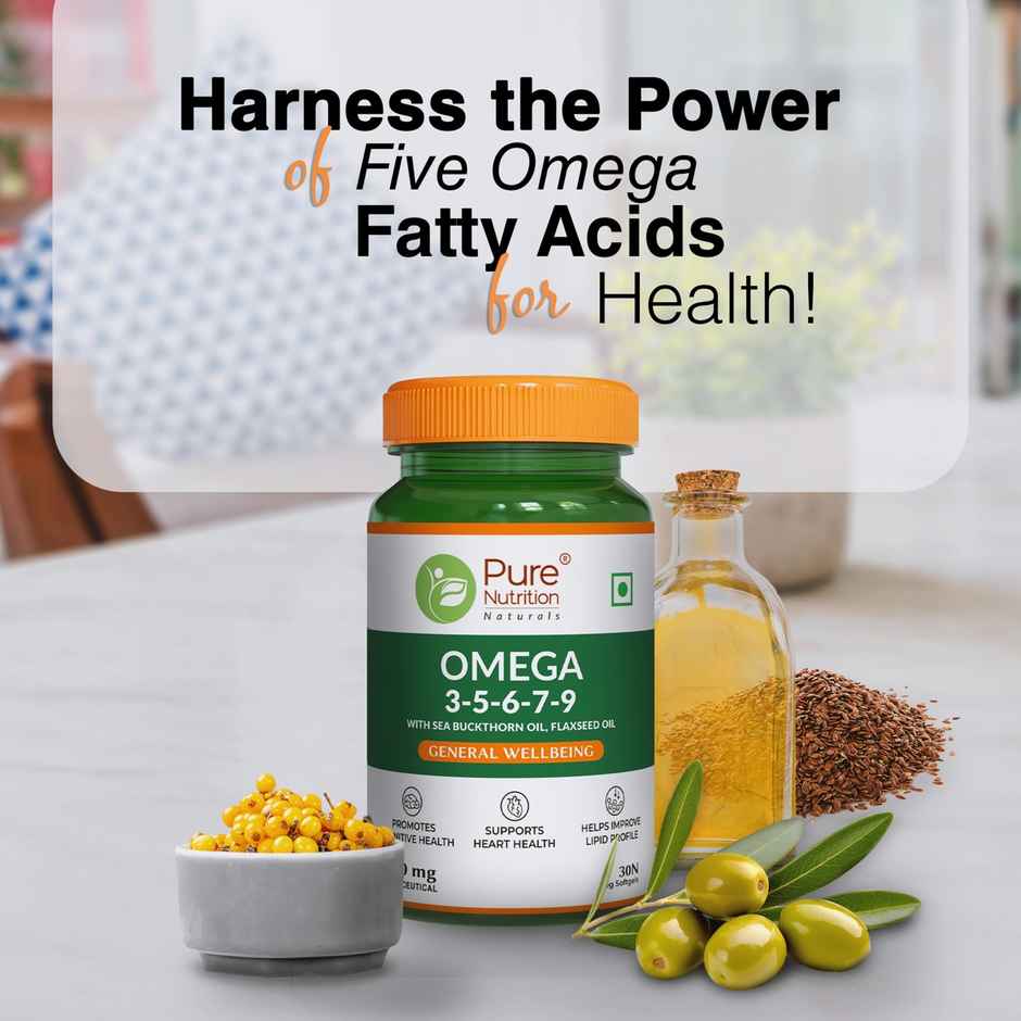 Pure Nutrition Vegan Omega 3-5-6-7-9 | Complete Plant-Based Fatty Acids