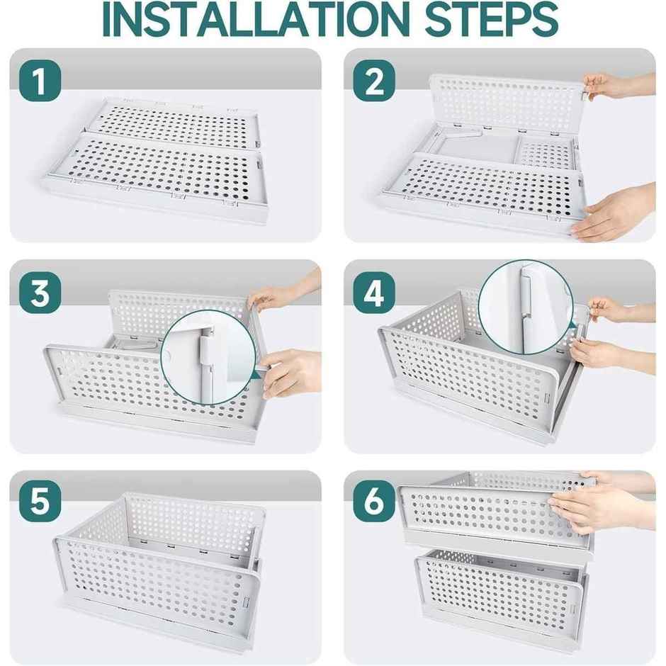 Kuber Industries Plastic Storage Wardrobe Organizer for Almirah|Large|Pack of 4|White