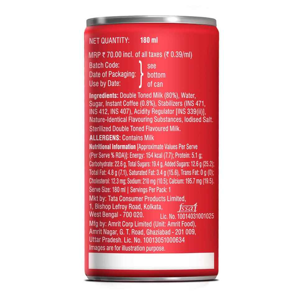 Tata Cold Coffee Swiss Caramel Iced Coffee, Rich & Creamy, Flavoured Milk, Can