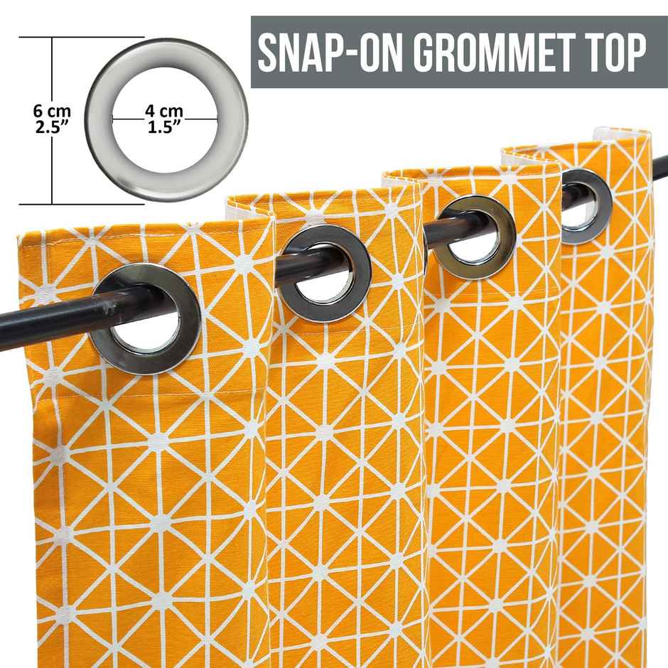 Story@Home 300 GSM 100 % Cotton Abstract 1 U Door Curtain | Orange & White