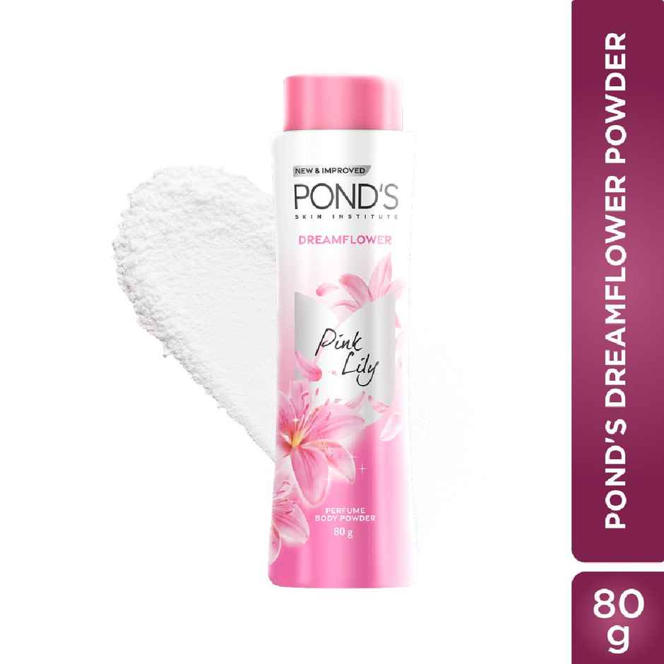 Pond's  Dreamflower Perfumed Powder With Vitamin B3 For Women, Pink Lily| 80G