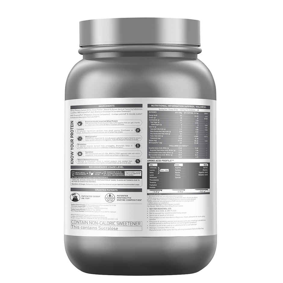 MuscleBlaze Biozyme Iso Zero Low Carb Whey Protein Isolate Ice Cream Chocolate