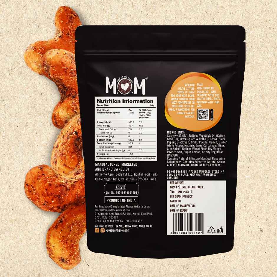 MOM Roasted Masala Cashews | Crunchy Snack Nuts