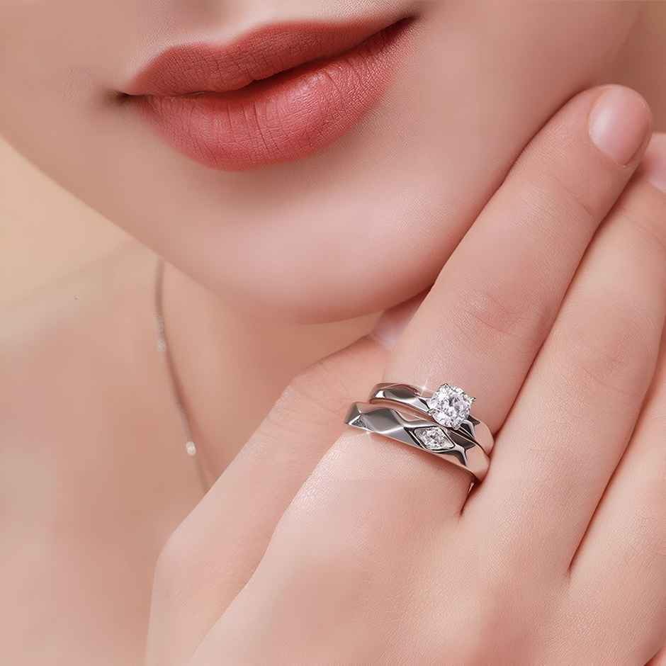 Fashion Frill Women's Couple Rings Silver Onesize