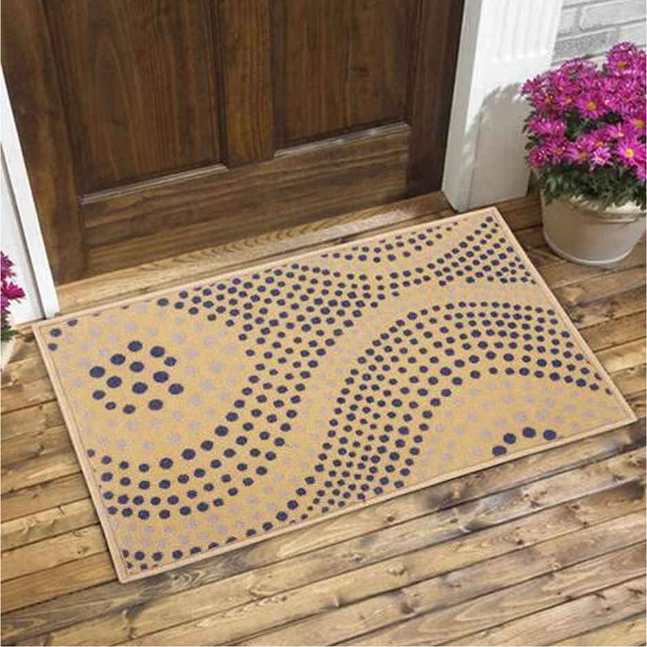 Bianca Highly Durable Anti Slip Door Mat | Large Size | Splender Dots | Dk.beige, Navy