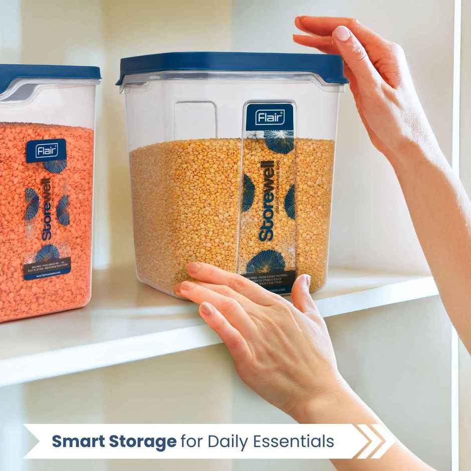 Flair Plastic Storewell Food Storage Containers 6000 ml (Blue), Food Grade, Bpa Free, Spices Grains