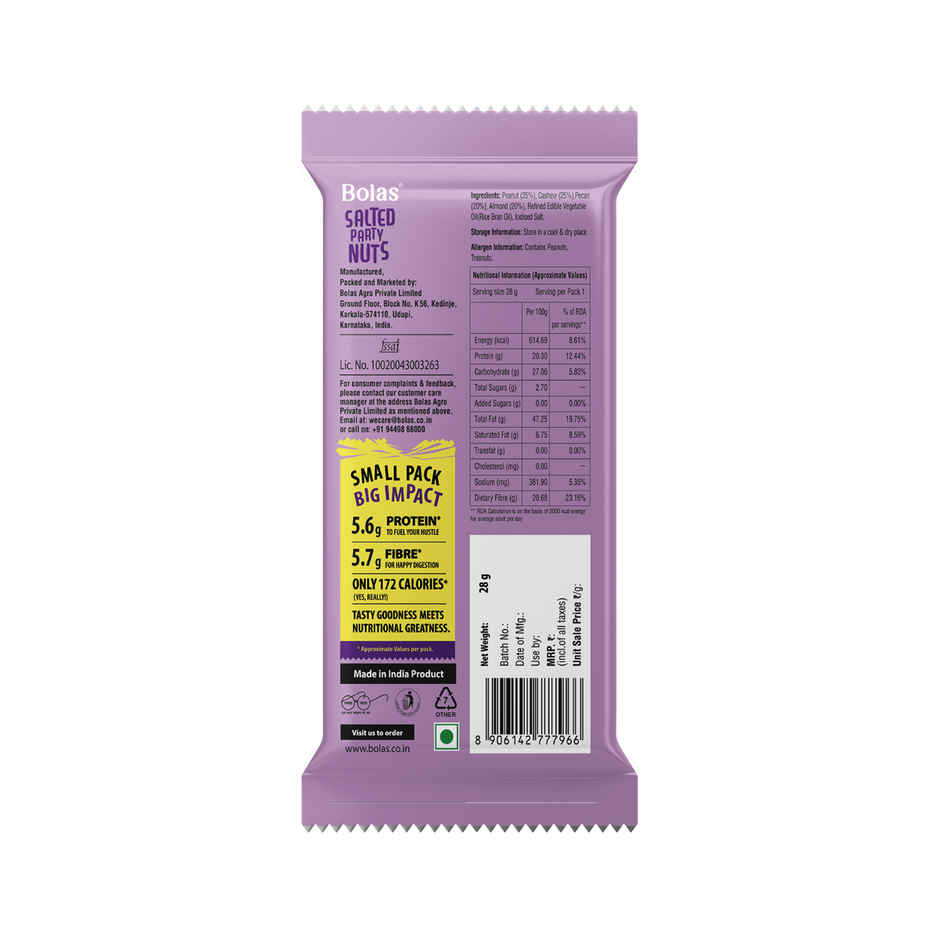 Bolas Salted Party Nuts Mix | Roasted and Salted Dry Fruit Mix