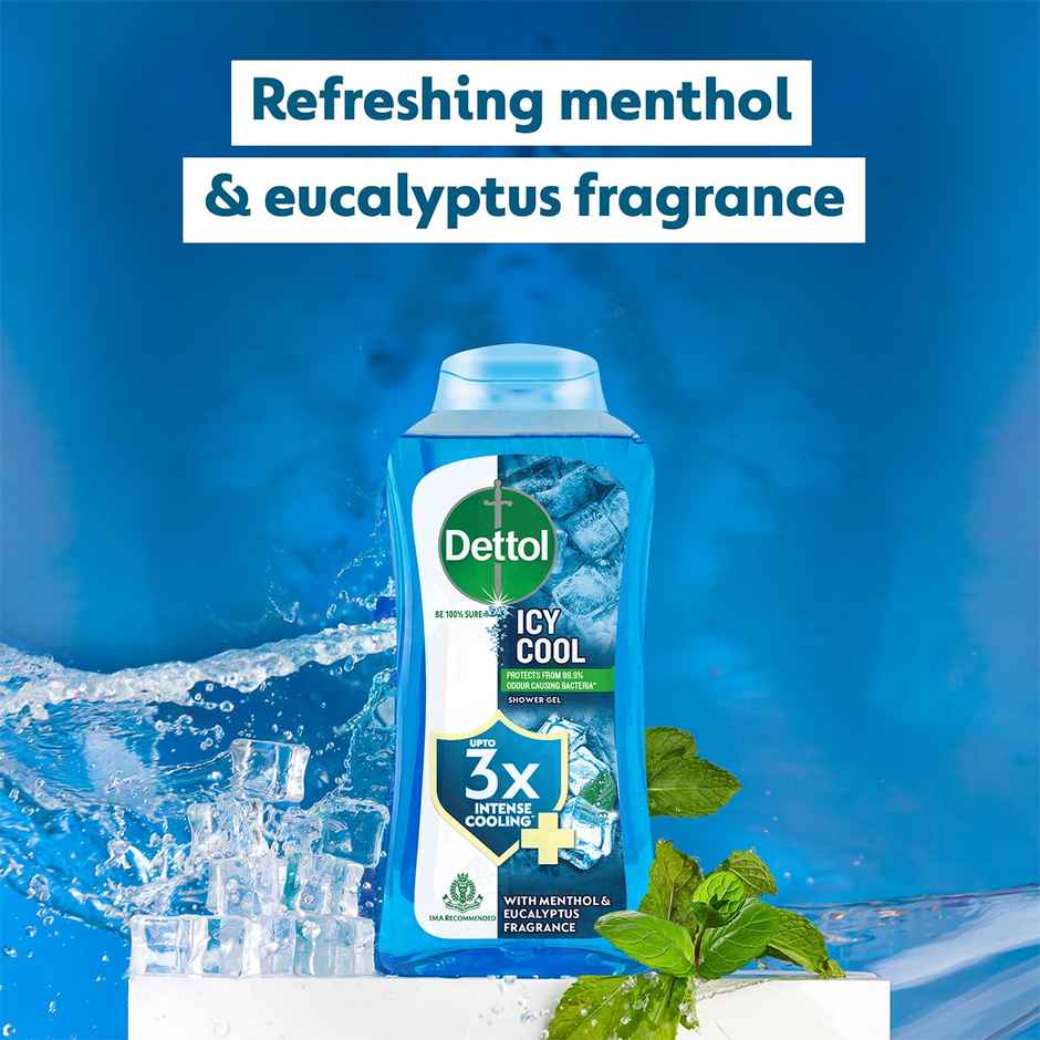 Dettol Icy Cool Body Wash & Shower Gel Bottle with Salicylic Acid for Men | Long Lasting Freshness