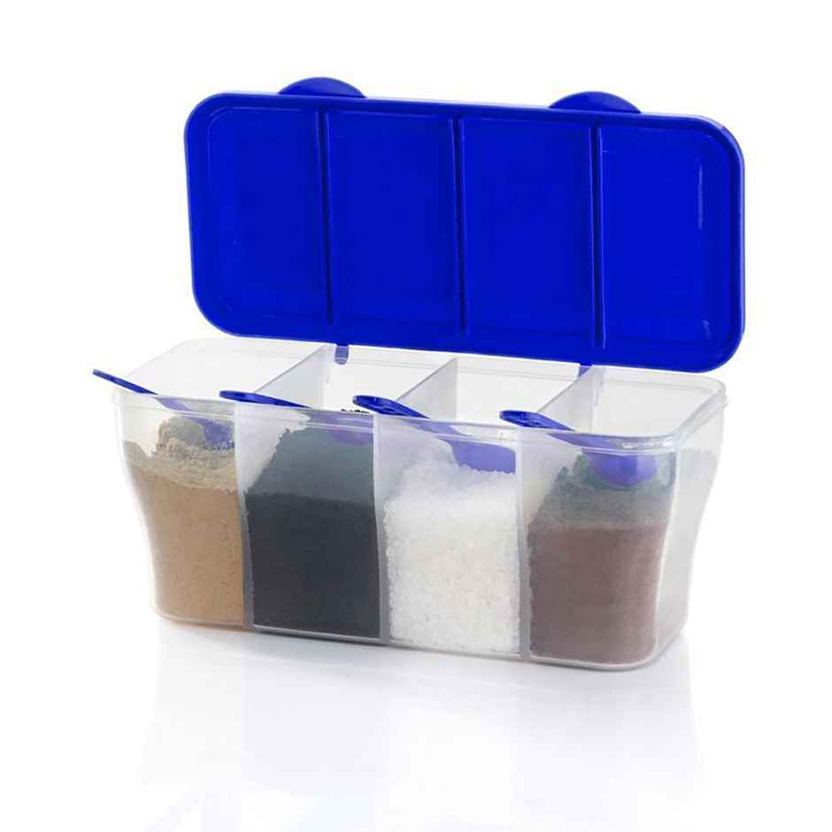 YouBee Plastic Multipurpose 4 in 1 Masala Box for Kitchen | 1800 ml with 4 Spoons