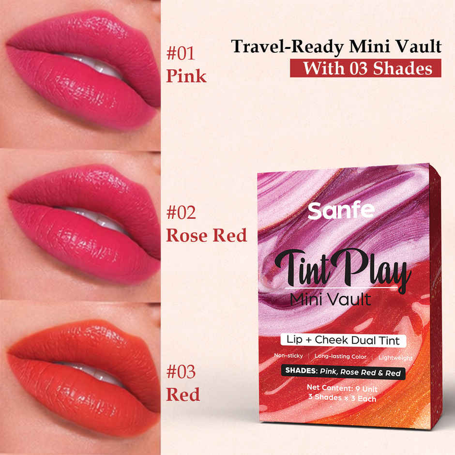 Sanfe Tint Play Mini Vault | Lip + Cheek Dual Tint | 3 Shades