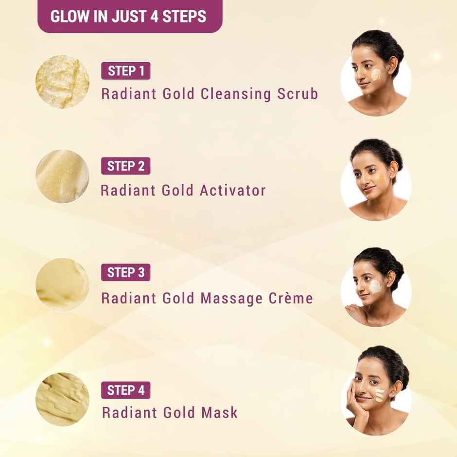 Lotus Herbals Radiant Gold Cellular Glow Facial Kit 4 In 1 With 24K Gold
