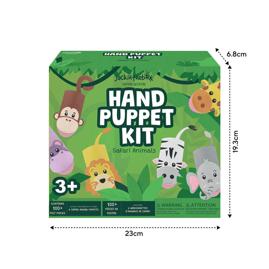 Jackinthebox Safari Hand Puppet Animals - Art & Craft Kit
