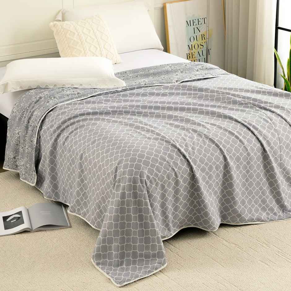 Story@home Printed Single Dohar/Duvet Cover (Cotton, Grey) (220x144x2 cms)