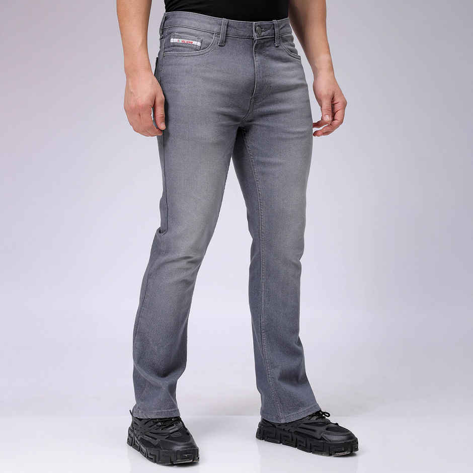 The Indian Garage Co Men's Slim Fit Solid Casual Regular Jeans | Grey | 32