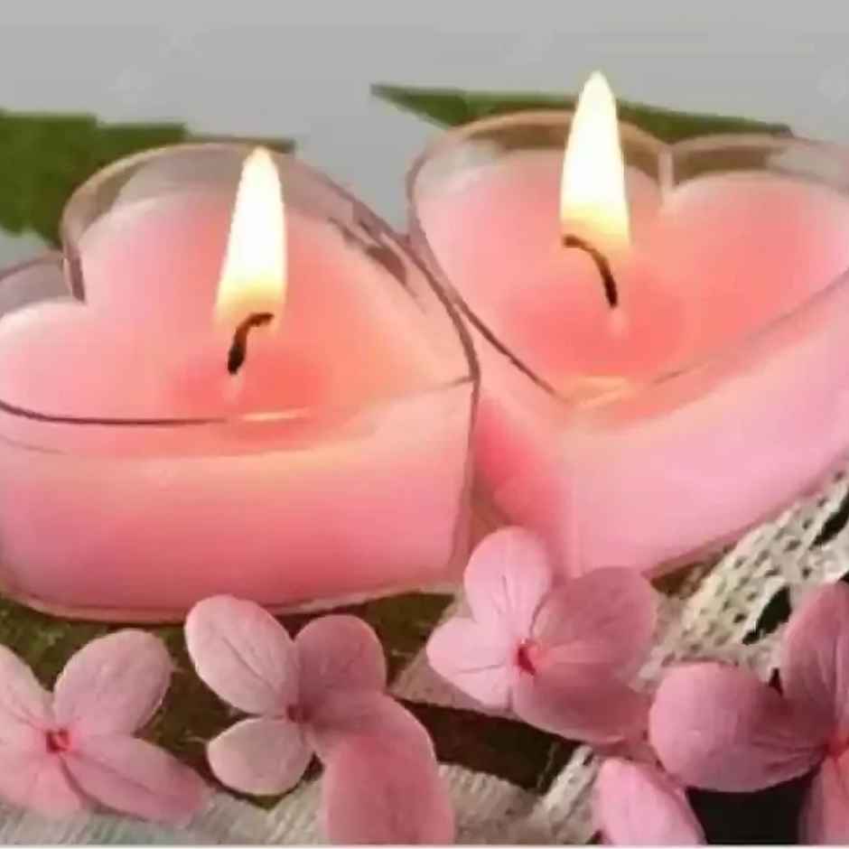 Heart Shape Acrylic Tealight | Pack Of 10 | Rose Fragrance | Auradecor