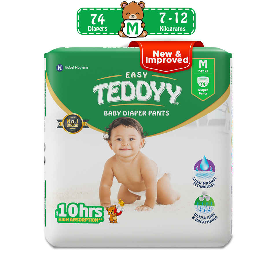 Teddyy Baby Pant Diaper (M) 7-12 kgs 74 Count