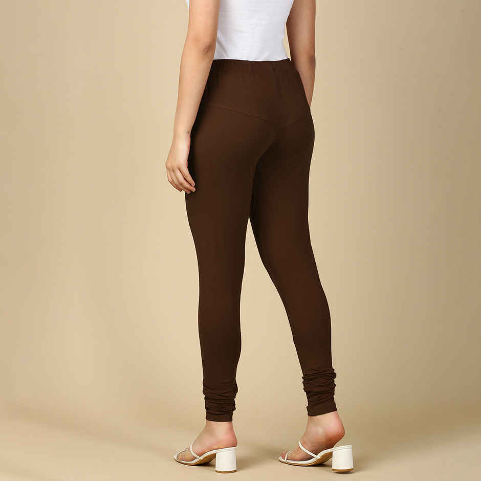 PYNK By Lux Cozi Women Ultra Soft 360 Stretch Premium Cotton Churidar Leggings | Brown | Free Size
