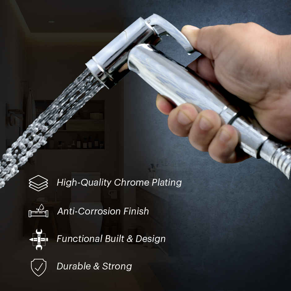 Johnson Spring Health Faucet Abs Jet Spray With 1 m Hose & Wall Hook Chrome Colour