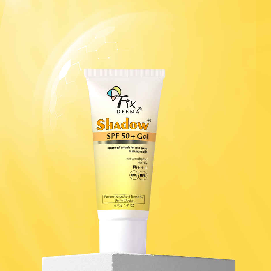 Fixderma Shadow Sunscreen Spf 50+ Pa+++ Gel, Lightweight & No White Cast For Oily Skin (40g) & Fixderma 4% Kojic Acid Brightening Lip Balm (15ml) Combo