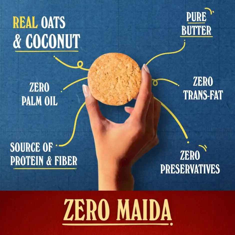 The Baker's Dozen Zero Maida Coconut Oats Cookies | 24% Coconut & Oats | Healthy Cookies
