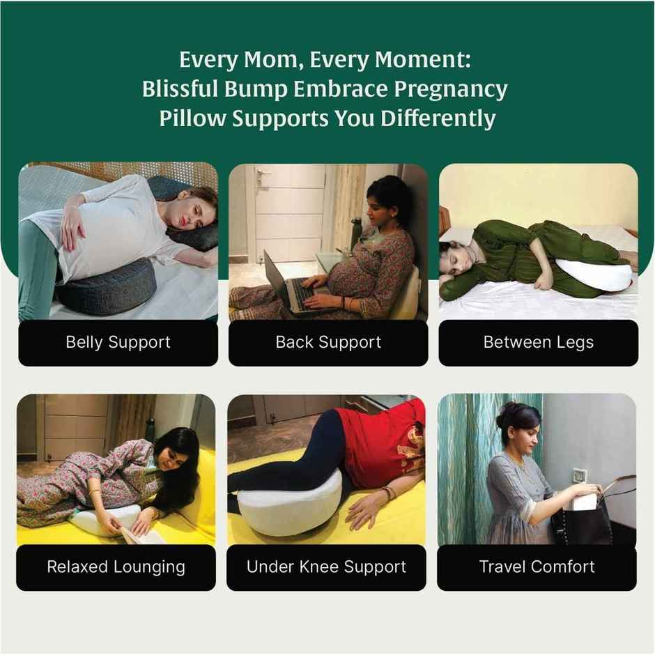 The White Willow Pregnancy Pillow | Memory Foam Wedge Cushion for Belly & Side Sleep Support - Grey
