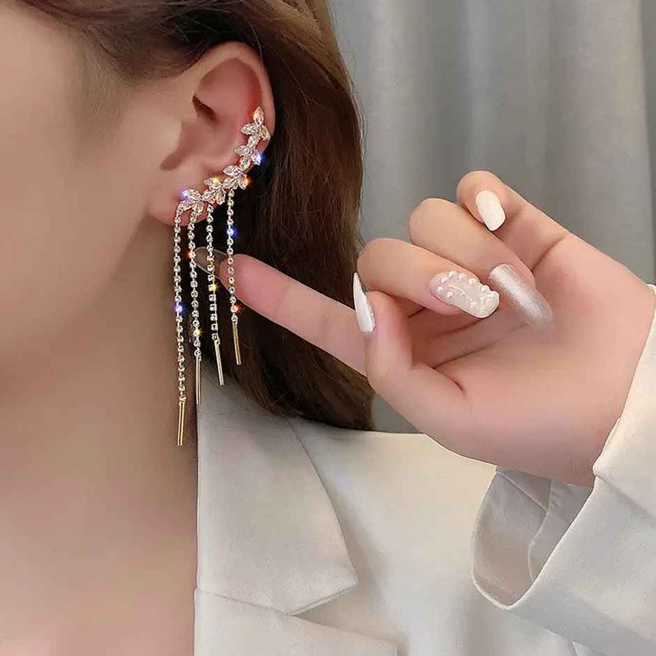 Fashion Frill Women's Tassel Drop Earings Gold Onesize