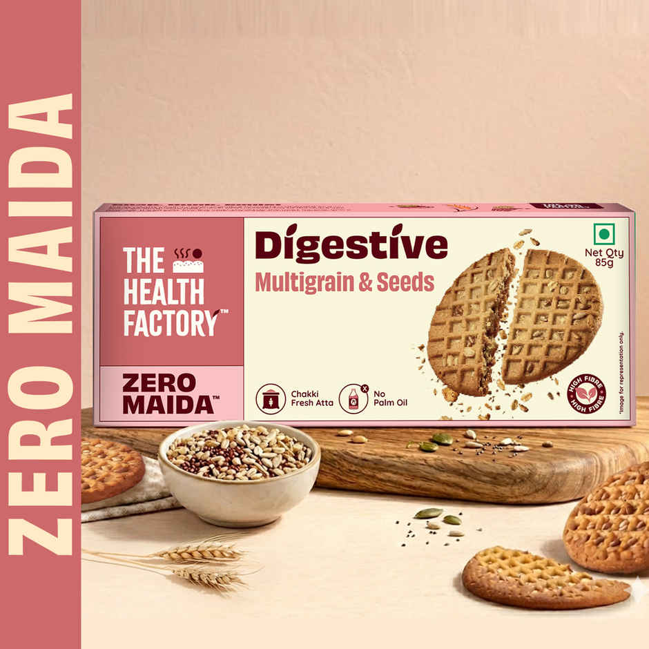 The Health Factory Super Fibre Digestive Cookie Biscuits - Multigrain & Seeds | Zero Maida