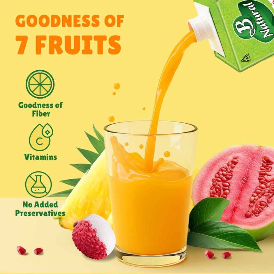 B Natural Mixed Fruit Juice, 100% Pulp, No Concentrate