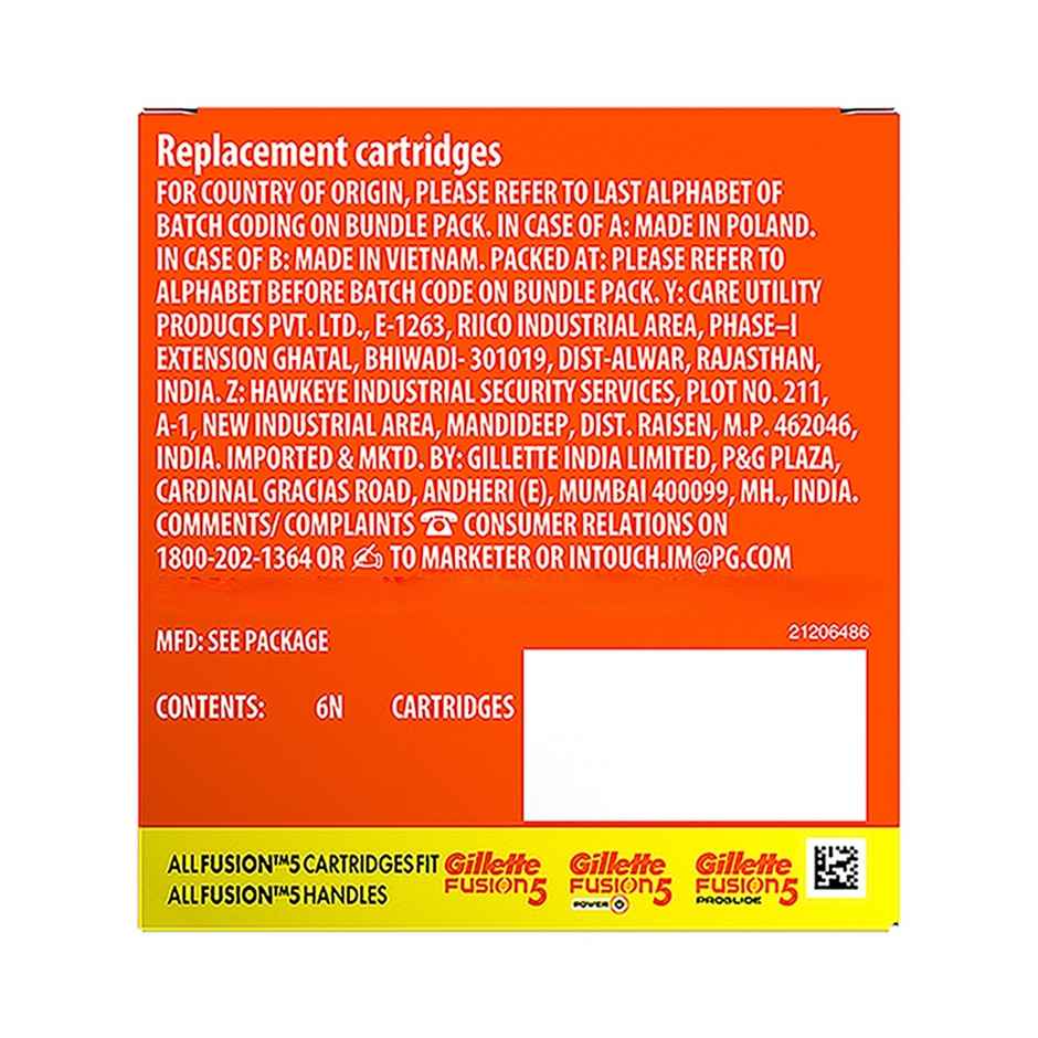 Gillette Fusion Manual Shaving Razor Blades For Men (6 Cartridges)