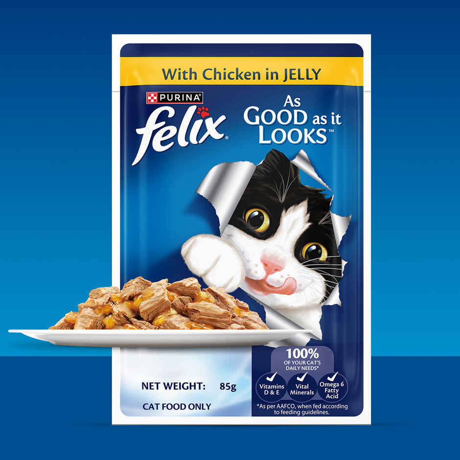Purina Felix with Chicken in Jelly | Wet Food for Adults | Complete and Balanced Adult Food Combo 