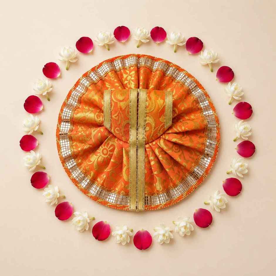 Gullak Laddu Gopal Foil Print Poshak | Orange | Size 1