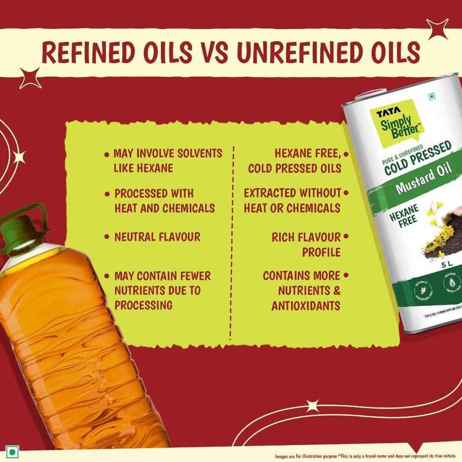 Tata Simply Better Mustard (Sarson) Cold Pressed Oil | Unrefined & Healthy Cooking Oil