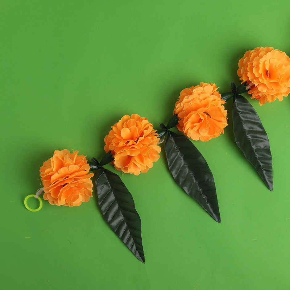 Wall Hanging - Aam Patta Flower Toran | Orange & Green | Gullak