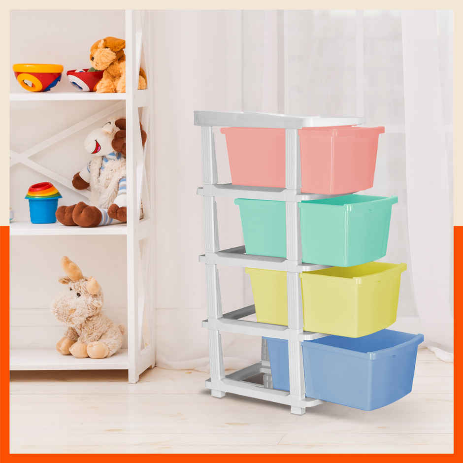 Bathla Modular Storage for Home, Kitchen & Office - STOMO with Trolley Wheels | Multicolour
