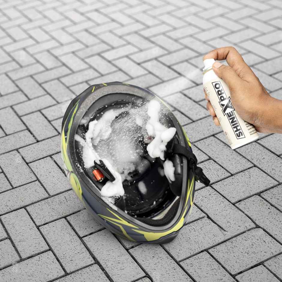ShineXPro Foaming Helmet Cleaner Spray | Anti-Bacterial | Removes Bad Odor | Safe For Skin & Hair