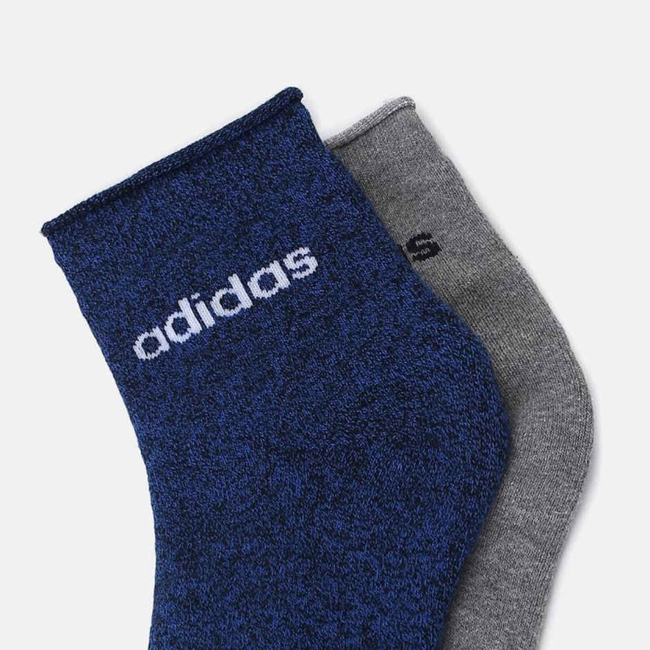 Adidas Men's Full Cushion Ankle Socks | One Size | Dark Blue & Grey Melange
