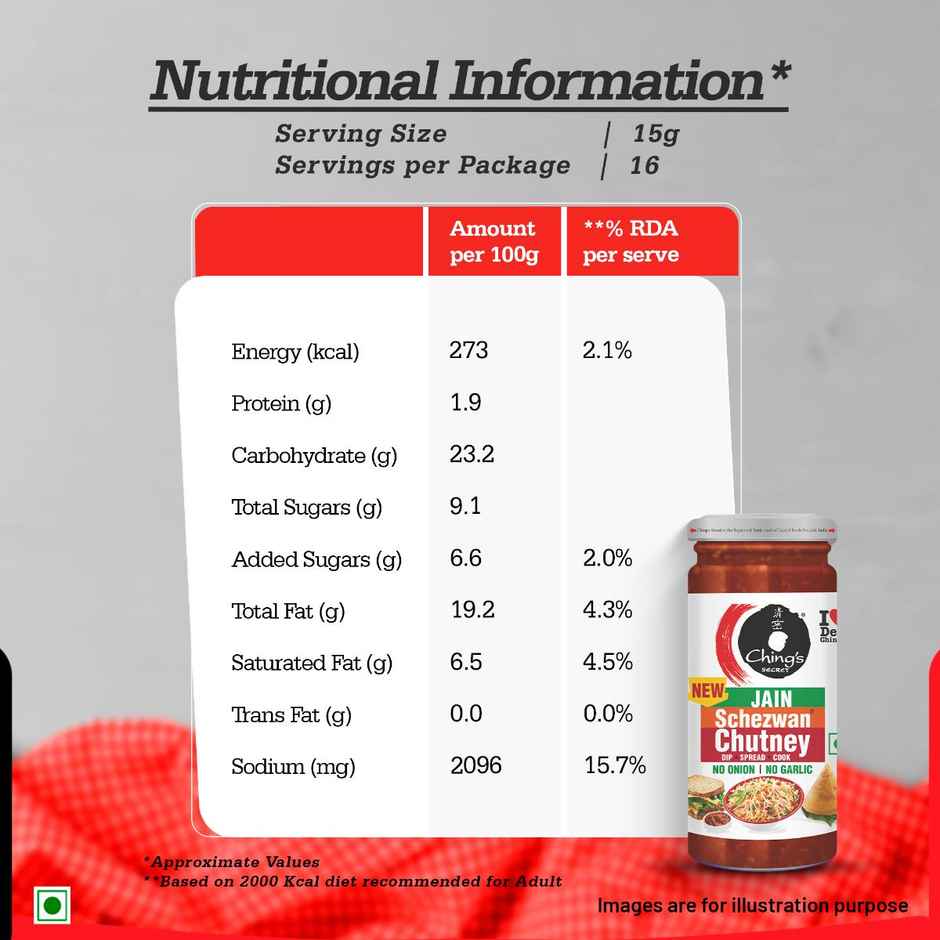 Ching's Secret Jain Schezwan Chutney, No Onion, No Garlic, Ideal for Jain Recipes