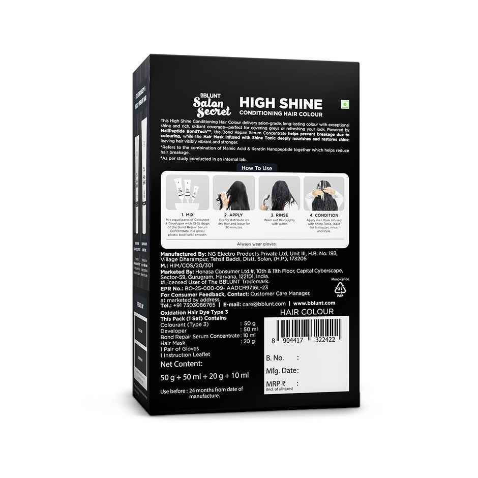 Bblunt Salon Secret High Shine Conditioning Hair Colour | Natural Black