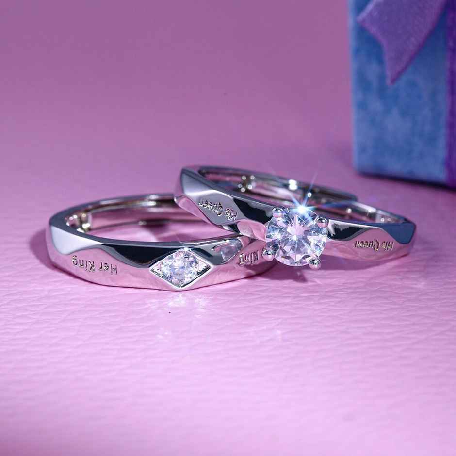 Fashion Frill Women's Couple Rings Silver Onesize