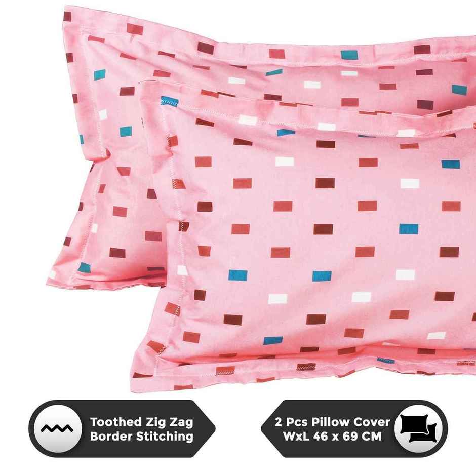 Story@home 144 TC Cotton Double Printed Flat Bedsheet (Red, Pink)