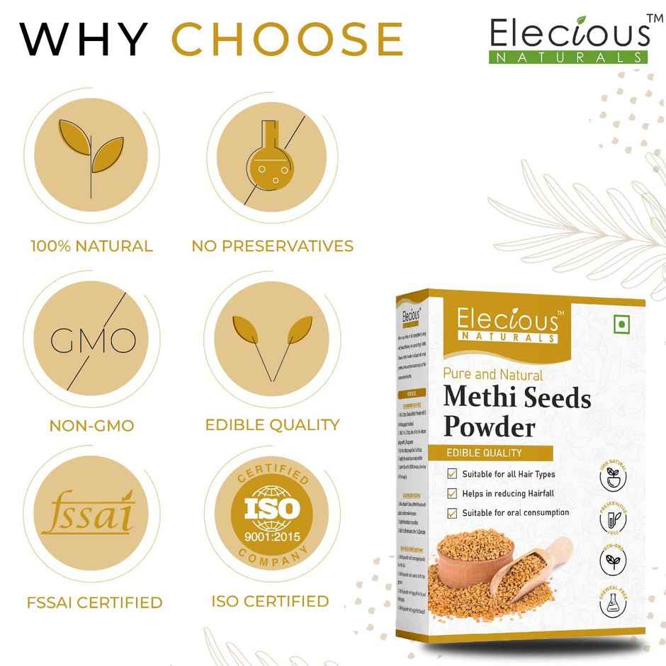 Elecious Methi Seed Powder For Hair Growth | Fenugreek Powder | 100% Pure and Natural