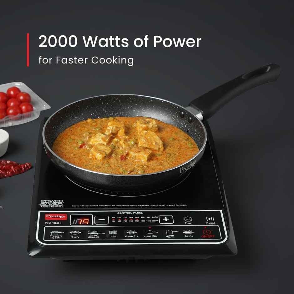 Prestige PIC 16.0+ 2000W Induction Cooktop,4KV Surge Protection,Easy to clean,Black,1Y Warranty, BIS